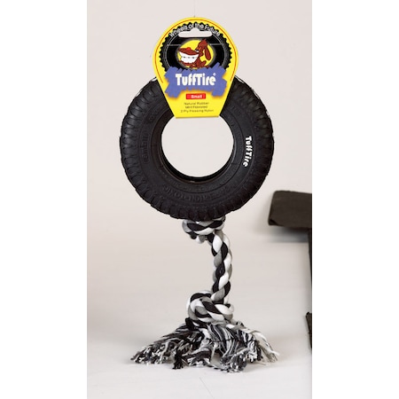 Tufftire Boss Pet TuffTire Black Rubber Rope/Rubber Dog Tug Toy Large 1 pk 52988